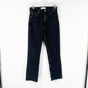 Abercrombie & Fitch The Ankle Straight Jeans Ultra High Rise Black LONG